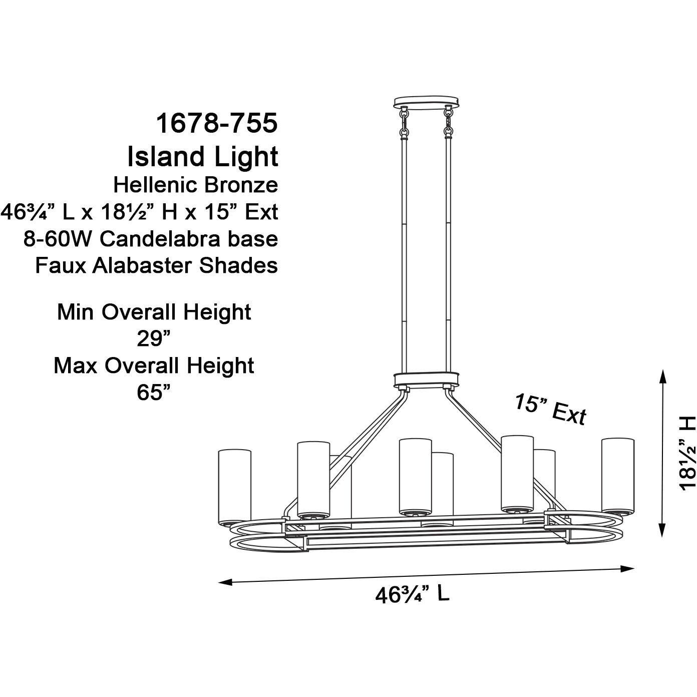 Buchanan 8 Light Hellenic Bronze Island Light Ceiling Light